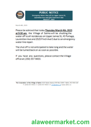 Hub of the Salmo Kootenays utility shut off notice business bill, SCR